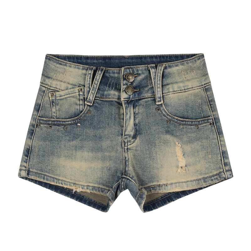 Sexy Blue Vintage Denim Shorts Woman Summer Low Waist Elastic Slim Skinny Super Short Jeans Y2k Street Versatile Pants