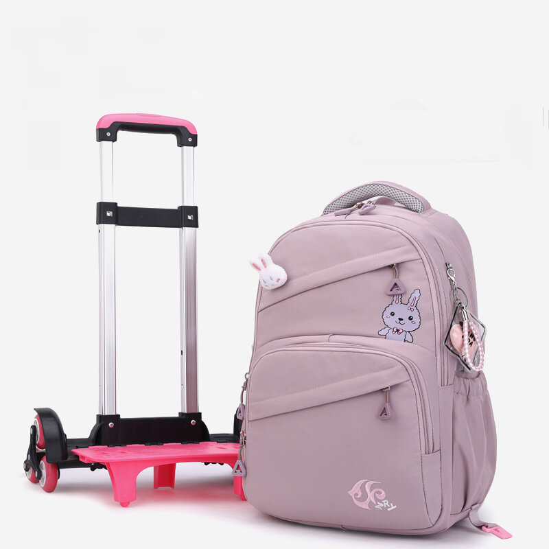 Школьный рюкзак на колесиках для девочек, школьный ранец на колесиках, сумка-тележка, студенческий дорожный портфель на колесиках