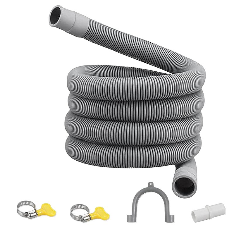 Drain Hose Extension Set Universal Washing Machine Hose 2M, Include Bracket Hose Connector and Hose Clamps Drain Hoses