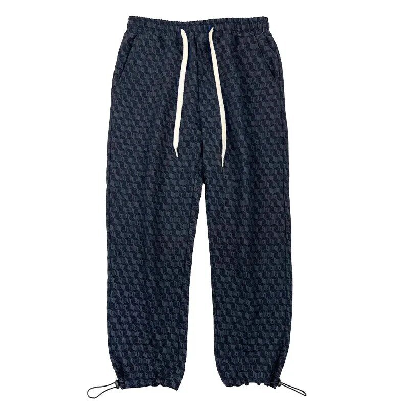 Odzież męska Streetwear spodnie modne luźne dżinsy z szeroką nogawką w stylu Casual, z nadrukami Cross spodnie z czystej bawełny workowate