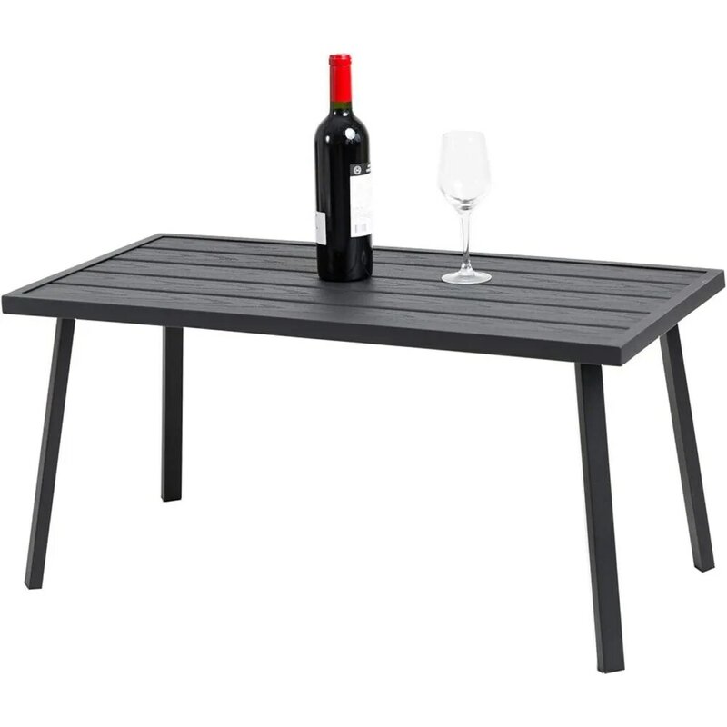 Petite table basse en métal pour l'extérieur, rectangulaire, noire