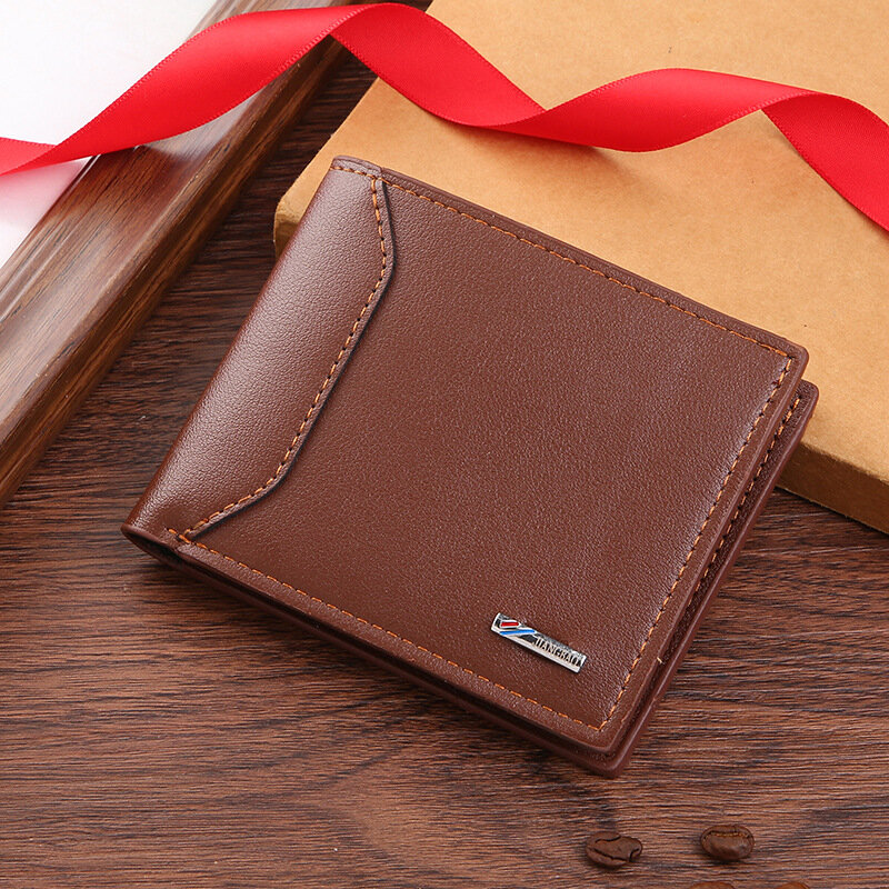Men's Wallet, Gentleman Short Style Billfold, Men's Youth Multi Card Fashionable Splicing Casual Thin Soft Money Bag