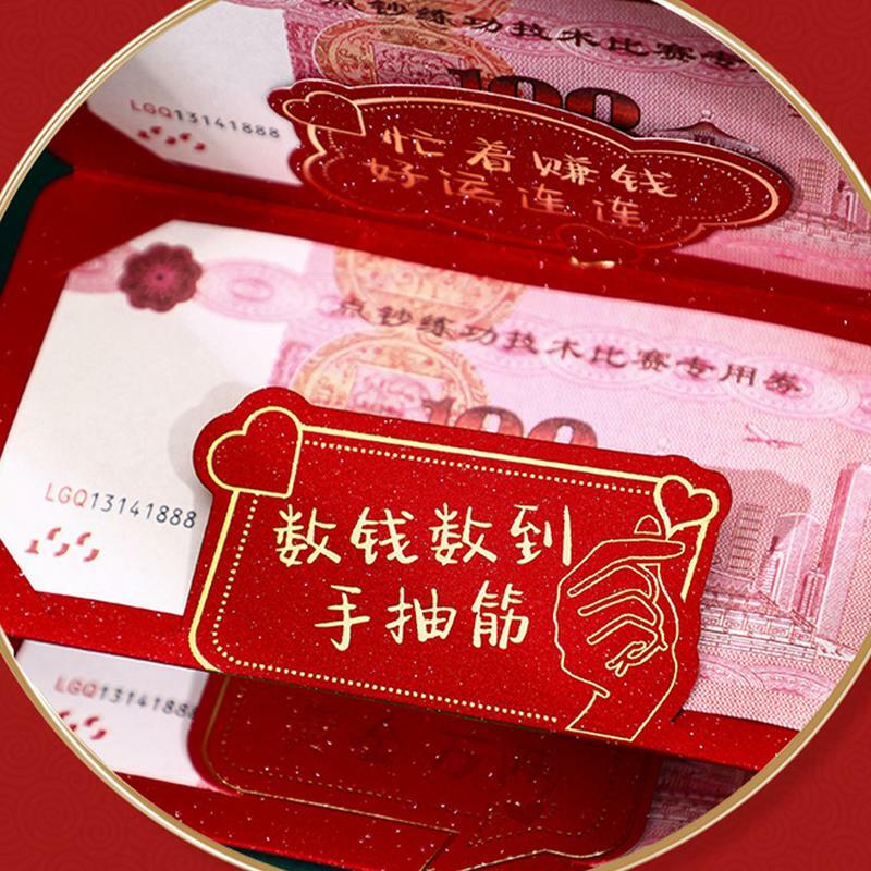Sobres Rojos plegables para decoración navideña, sobres de bolsillo rojo para Año Nuevo Chino, Festival de Primavera, regalo tradicional Hongbao, 2024