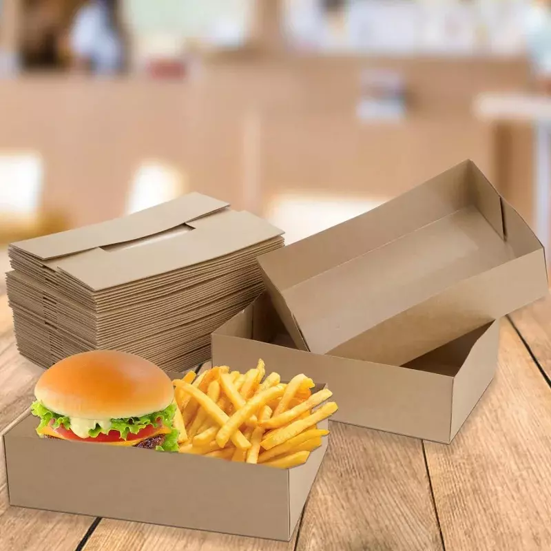 Customized productWholesale Custom Burger Box Takeaway Fast Food Lunch Kraft Paper Packing Boxes For Stadiums Theaters Cinemas