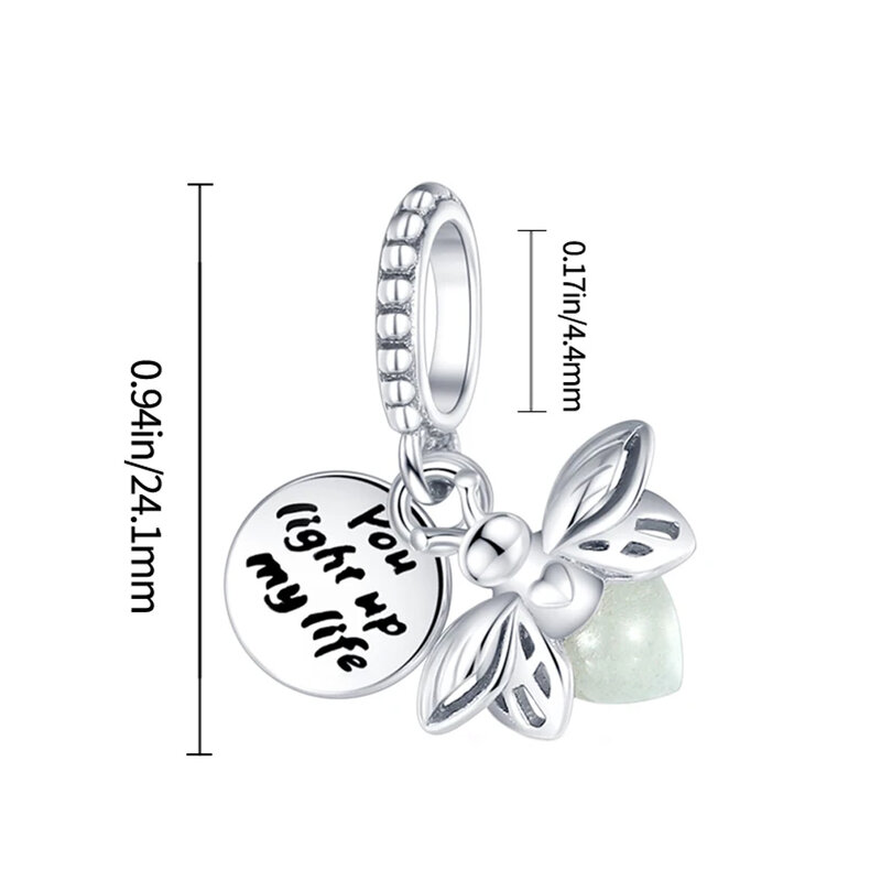 2024 New Silver Glowing Firefly Hot Air Balloon Charms Fit Original Pandora Bracelet Bead Pendant For Women DIY Jewelry Gifts