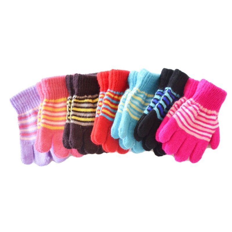 Knitted Mittens Kids Winter Gloves Toddler Thicken Cozy Gloves Windproof Mitten Unisex Boy Girl Full Finger Gloves Dropship