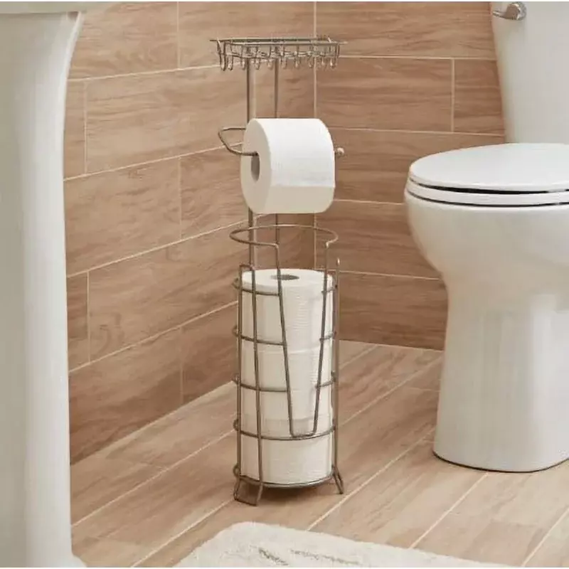Bessere Häuser & Gärten Toiletten papier halter mit großem obersten Regal, Satin Nickel