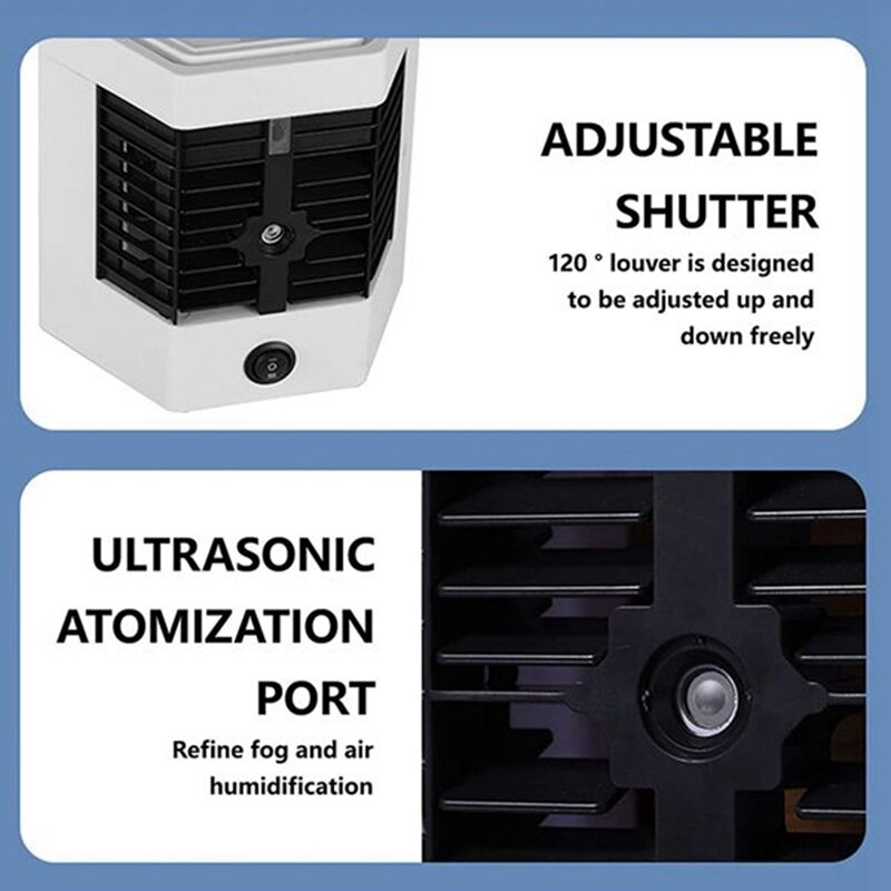 Mini ventilador de aire acondicionado de escritorio, humidificador de pulverización portátil USB, ventilador de refrigeración por agua para dormitorio y escritorio, fácil de usar