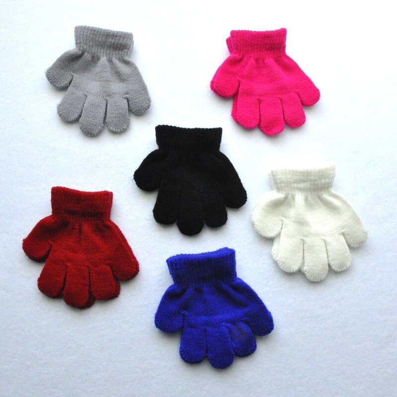 Dziecięce zimowe 1-3 dziewiarskie ciepłe rękawiczki dla chłopców dziewcząt nowe jednokolorowe rękawiczki dziewiarskie kolarstwo na świeżym powietrzu rękawice narciarskie