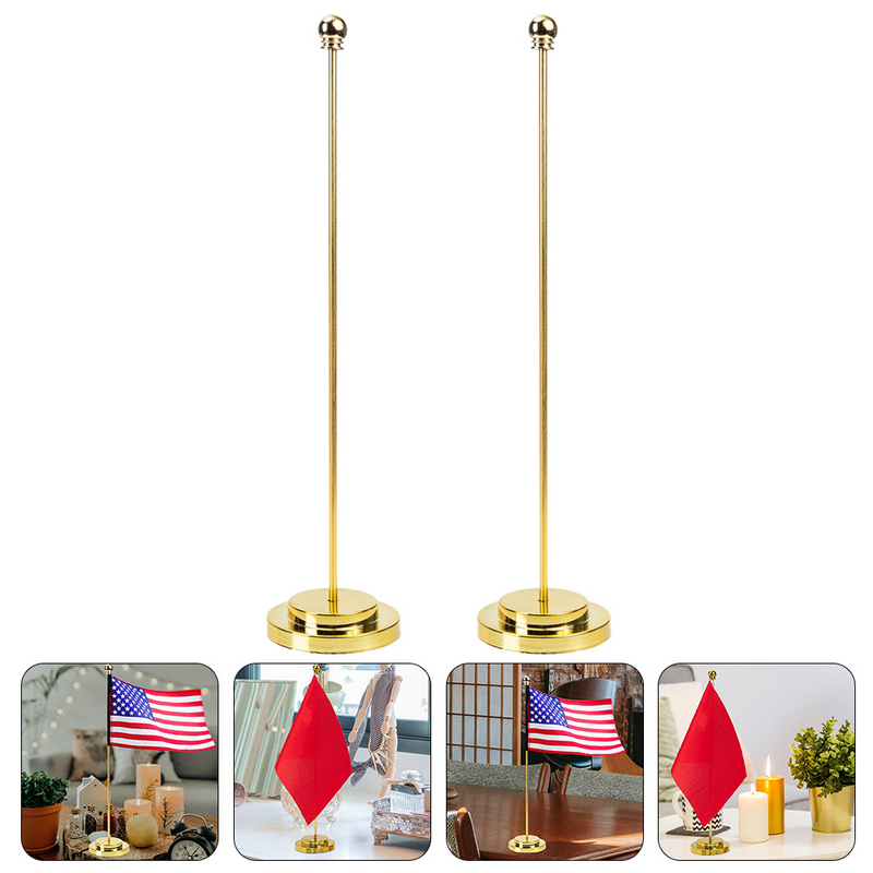 Mini Flag Stands Desk Flag Holders Desktop Flag Pole Base Metal Flag Stick Home Office Decoration Accessories
