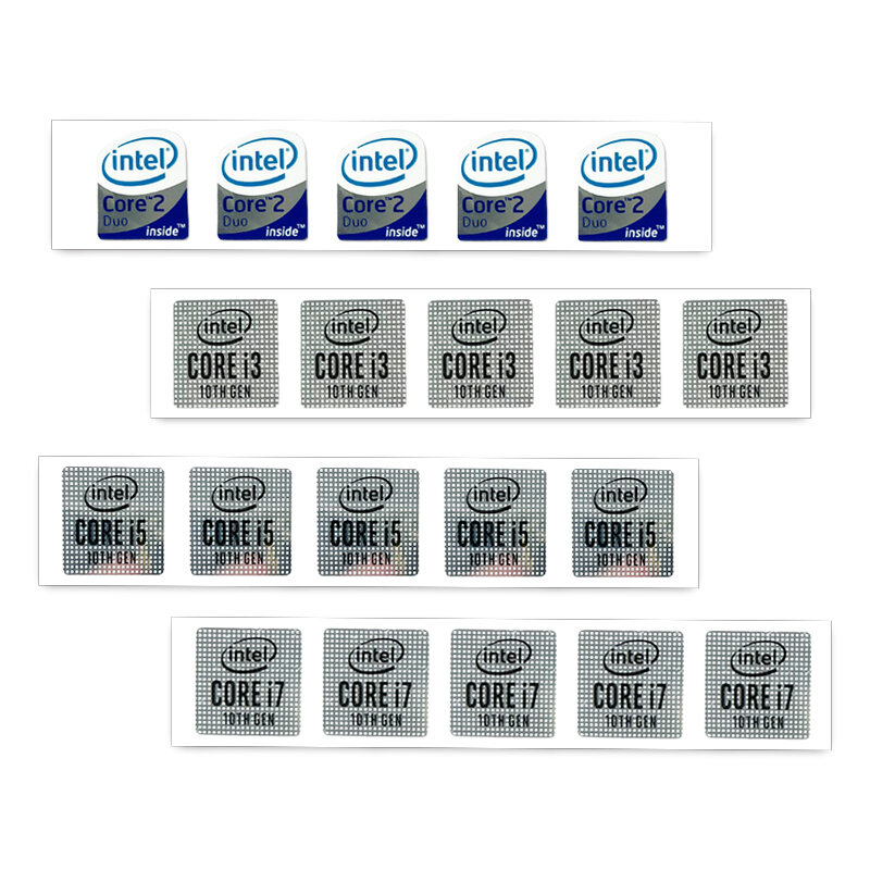 Etiqueta adhesiva de CPU para ordenador portátil, calcomanía personalizada, decoración DIY, Intel Core i5, i7, i5, i3, EVO, 5 piezas
