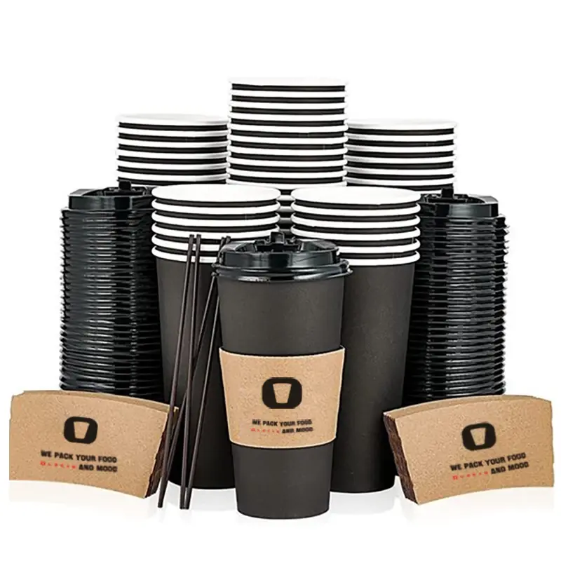 Customized productLOKYO custom logo coffee shop takeaway packaging disposable espresso coffee cup paper cups set with