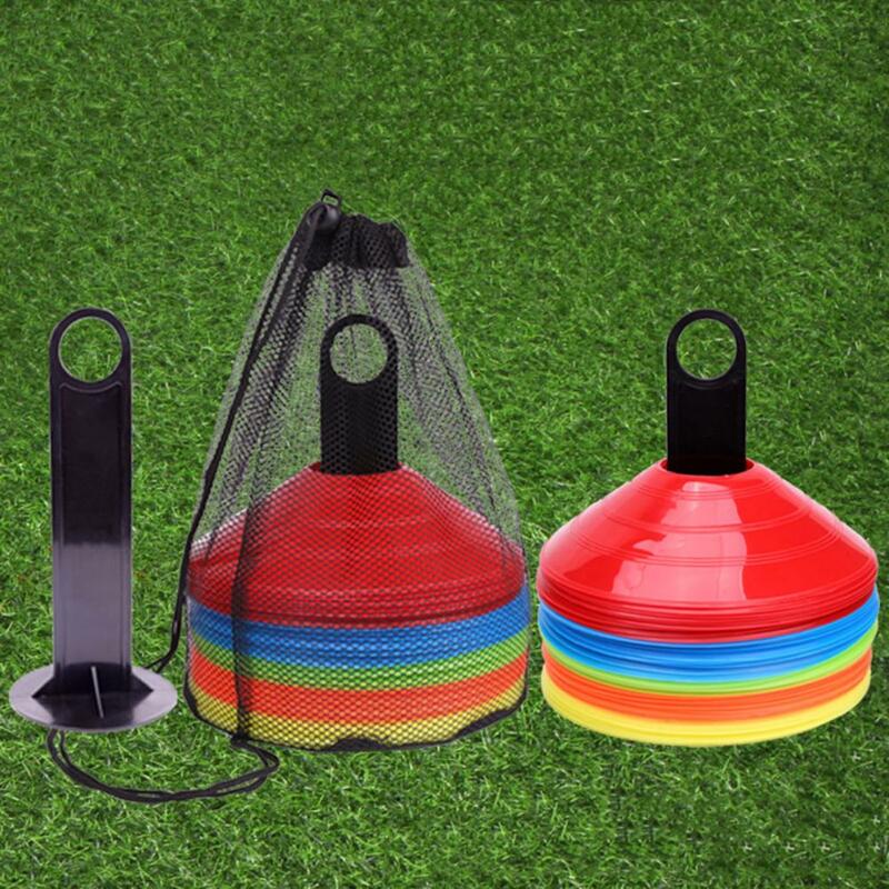 50Pcs Soccer Training Sign Dish Football Training Cones Mesh with Bag Marker Discs Marker Bucket Football Training Sports Saucer