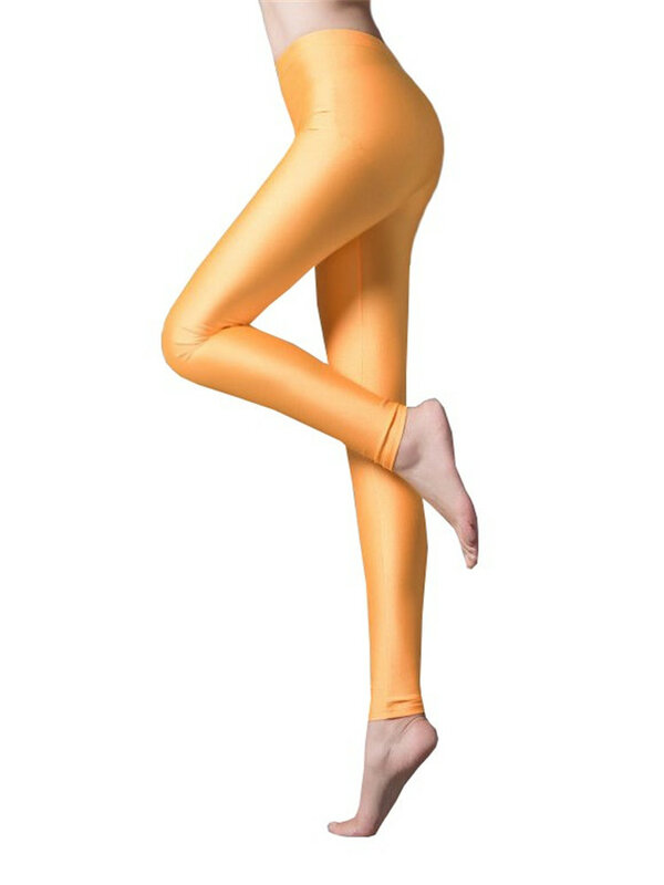INDJXND legginsy wiosenne wielokolorowe cukierki legginsy w połowie w pasie spodnie do kostek Ultra Casual Mid Legging jedwabne mleko