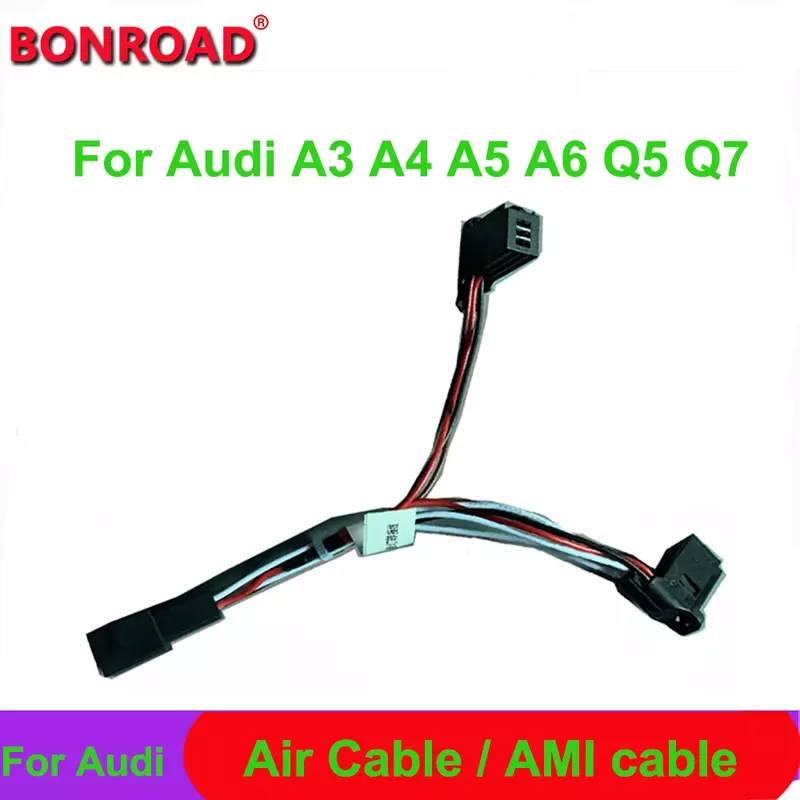 Bonroad-Airbag Botão Conector Cable Hazard, Acessórios Adicionais para Audi, AUX, Adaptador MP3, 3.5mm, Cabo AMI para 3.5mm