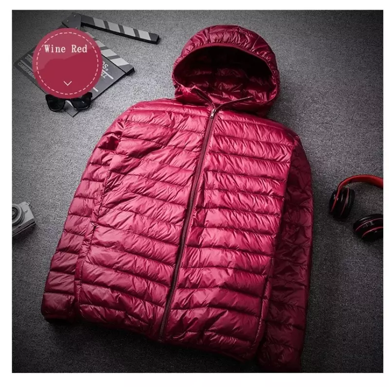 남성용 후드 퍼퍼 재킷, 따뜻한 화이트 덕 다운 캐주얼 코트, 가을 겨울 패션, 신상품