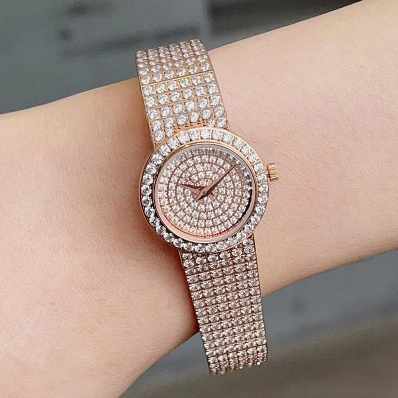 Designer blue gem Glass studded with diamond steel strap Quartz Watch 2024 Women's new watch Fashion luxury watch party gift