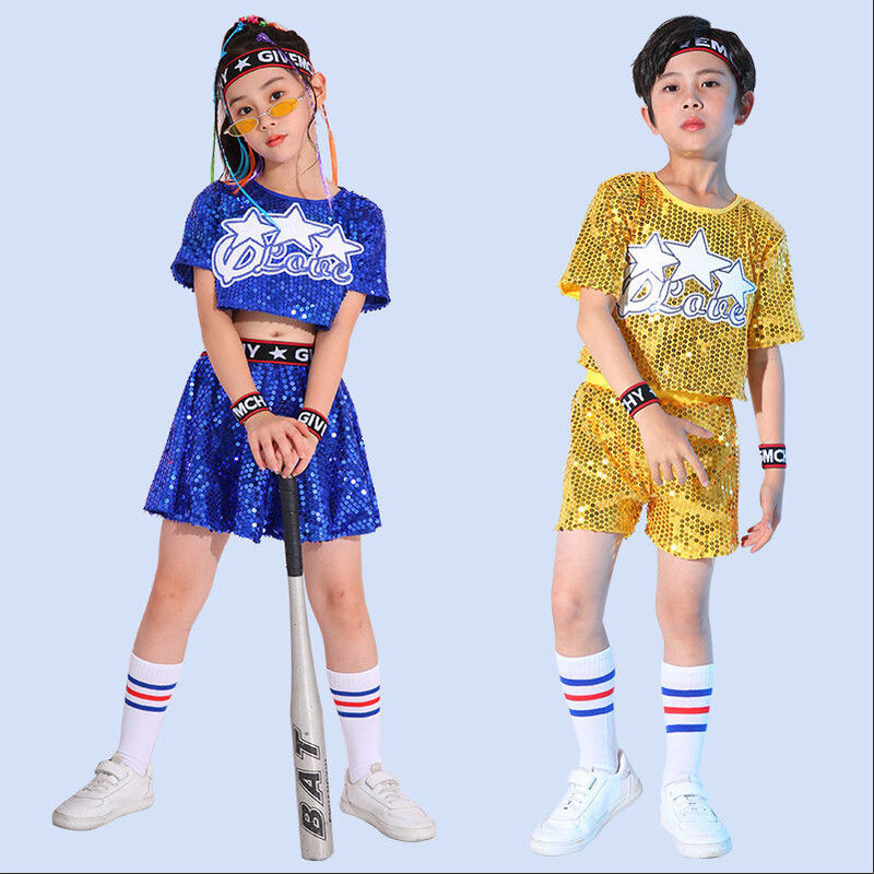 Vêtements de performance de pom-pom girl pour enfants, danse jazz moderne, paillettes, nouveau