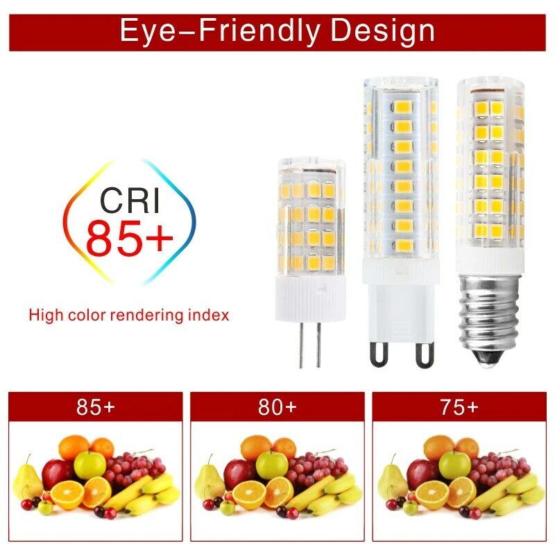 Lâmpada de milho LED para candelabro de halogênio, lâmpada LED, AC 220V, SMD2835, ângulo de feixe 360, substituir a luz, 3W, 4W, 5W, 7W, G4, G9, e14, 10 PCes por lote