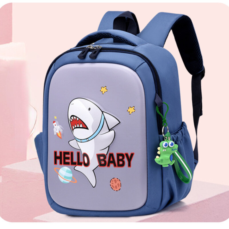 Mochila infantil de dibujos animados para hombres y mujeres, bolso de concha de huevo de tiburón lindo a la moda, mochilas escolares de jardín de infantes de 1-2 grados, nueva