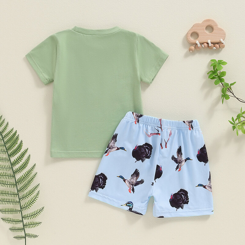 Lioraitiin-Camiseta de manga corta con estampado de pato para bebé, conjunto de pantalones cortos con cintura elástica, verano, 2024, 04-26