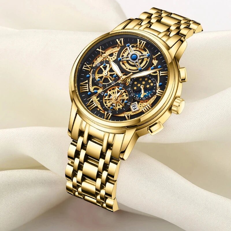 นาฬิกาผู้หญิงแฟชั่นแบรนด์ชั้นนำ Lige หรูหรานาฬิกาข้อมือควอตซ์กันน้ำสำหรับสุภาพสตรีสแตนเลสสตีลนาฬิกาผู้หญิงสีทอง