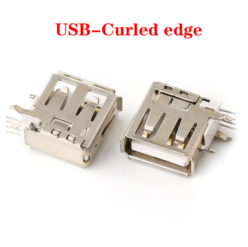 Conector de enchufe de montaje hembra USB 2,0 A de 1-5 piezas, conector hembra Vertical, tipo largo/corto, 90 grados