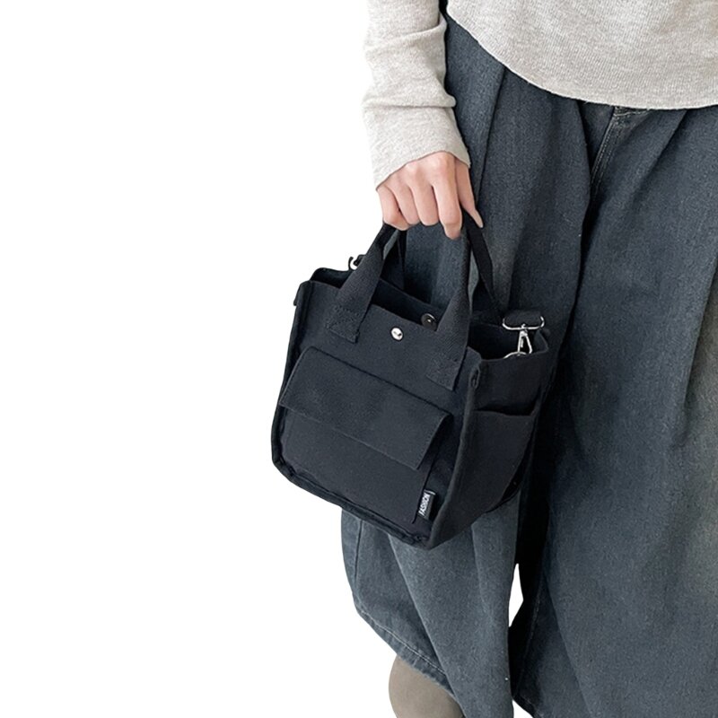 Холщовая сумка с несколькими карманами Сумка на плечо с отделениями и верхней ручкой