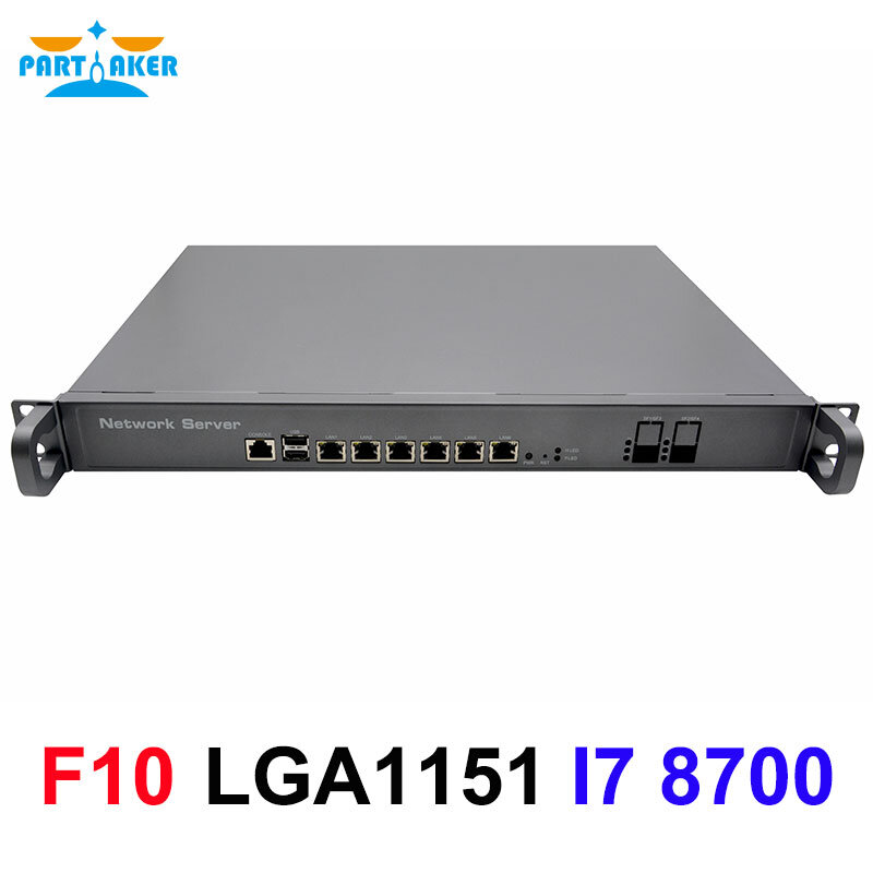 LGA1151 Intel Core i3 8100 i5 8400 i7 8700 1U 6 Nic Server Rack 2 SFP 1G 10G i3 i5 i7 Firewall Appliance PfSense OPENsense
