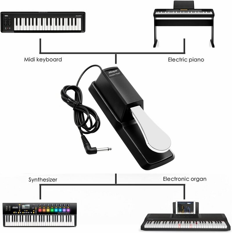MIDI 키보드 Synth 디지털 Pianos 전자 드럼 전기 피아노를위한 극성 스위치가있는 Miwayer Sustain Pedal