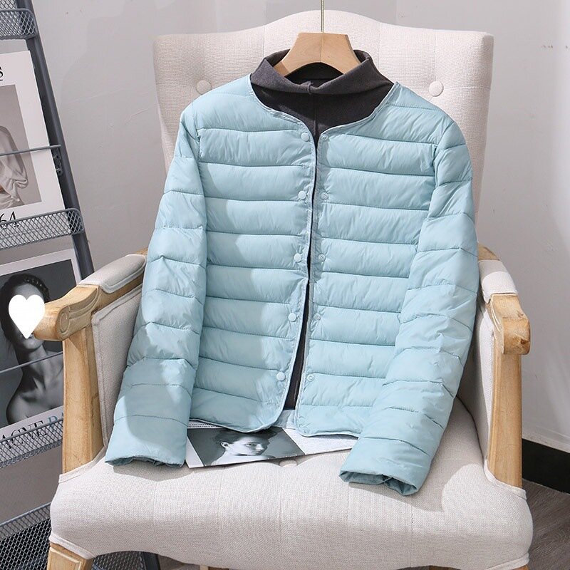 여성용 초경량 패커블 라이너 퍼퍼 재킷, 한국 슬림 패션, O넥 가변 V넥 다운 코트, 2023 신상