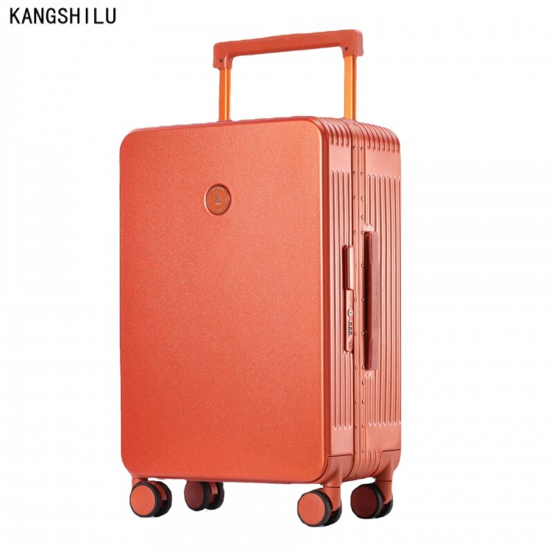 Wide Trolley Travel Suitcases on Wheels Wide Business Boarding ​Male And Female Students Frosted Aluminum Frame Luggage.