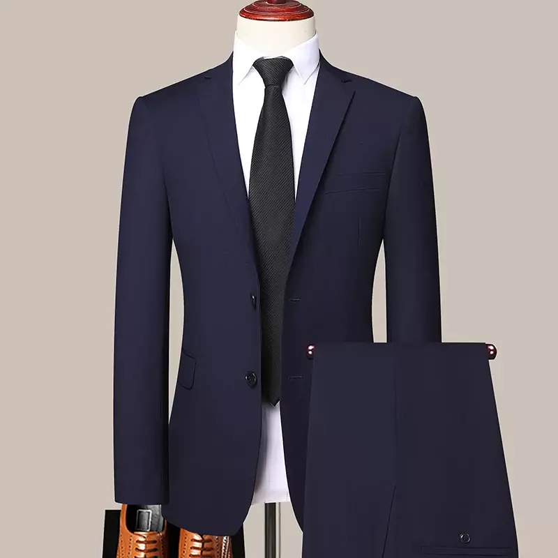 Butik setelan gaya Inggris untuk pria, jas dua potong pakaian terbaik kasual sederhana kelas atas modis elegan untuk pria