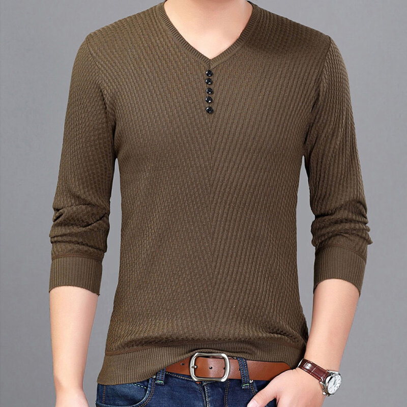 Mens O Neck Sweater Solid Color Pullover Crew Long Sleeve Jumper Knit Top Casual Blouse