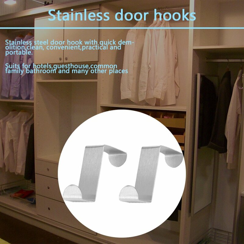 2pcs Stainless Steel Kitchen Cabinet Draw Hooks Kitchen Cabinet Draw Towel Clothes Pothook Clothes Hanger Holder Over Door Hook