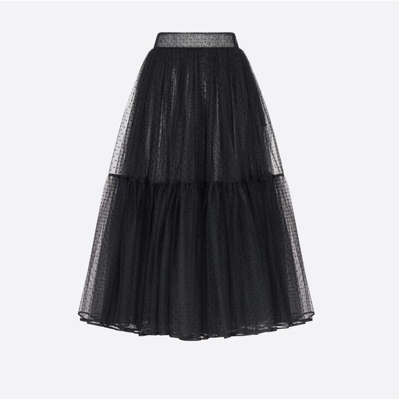 Wysokiej jakości letnie spódnica z tiulu damskie 2023 damskie Casual biały czarny wysokiej talii plisowane Sun School długa spódnica kobiet