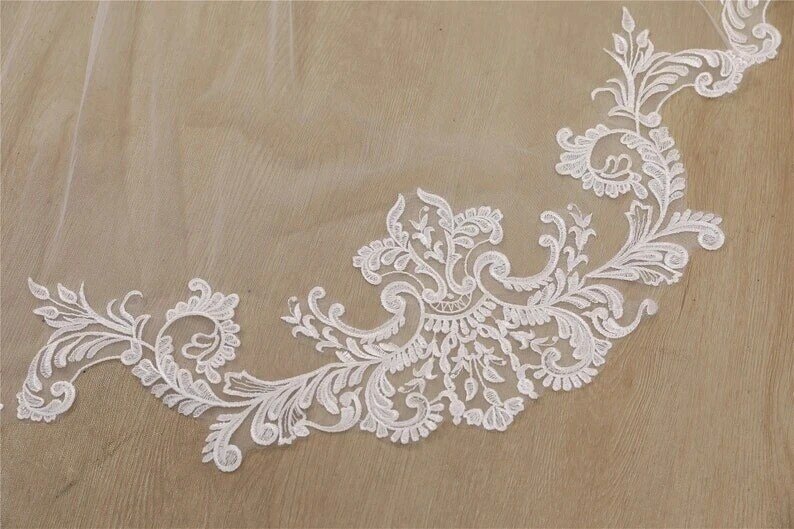 Elegante velo da sposa bianco/avorio 3m di lunghezza con pettine in pizzo ondulato Mantilla cattedrale accessori da sposa velo Veu De Noiva
