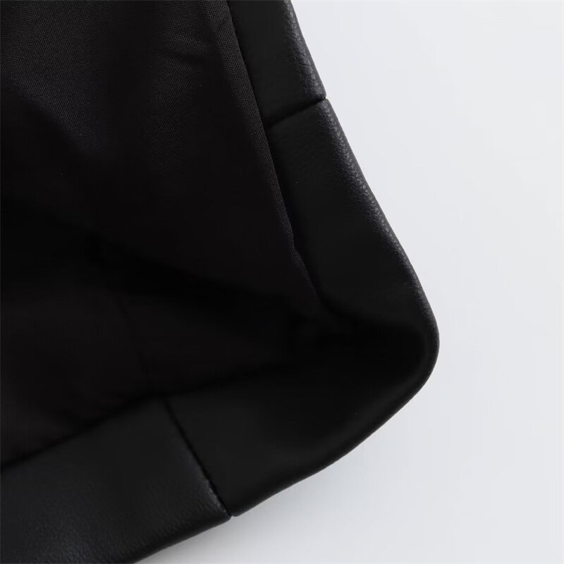 KEYANKETIAN Autumn New Women's Zip-Up Artificial Leather Jacket Turn Down Collar Long Sleeve Female Stylish Crop Top Outerwear