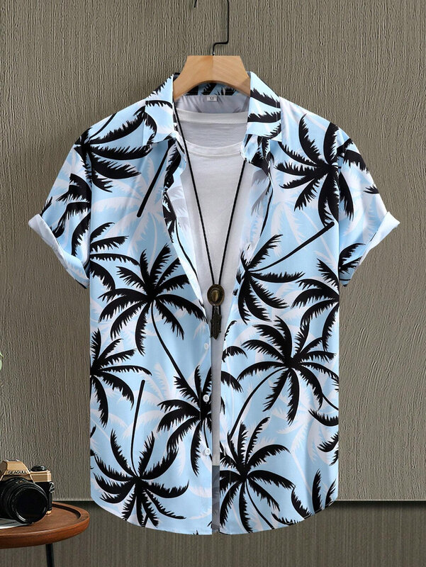 القميص القصير للرجال والنساء في الصيف قميص النباتات الاستوائية زهرة القميص مطبوع قميص قصير الكفة Topsmoban