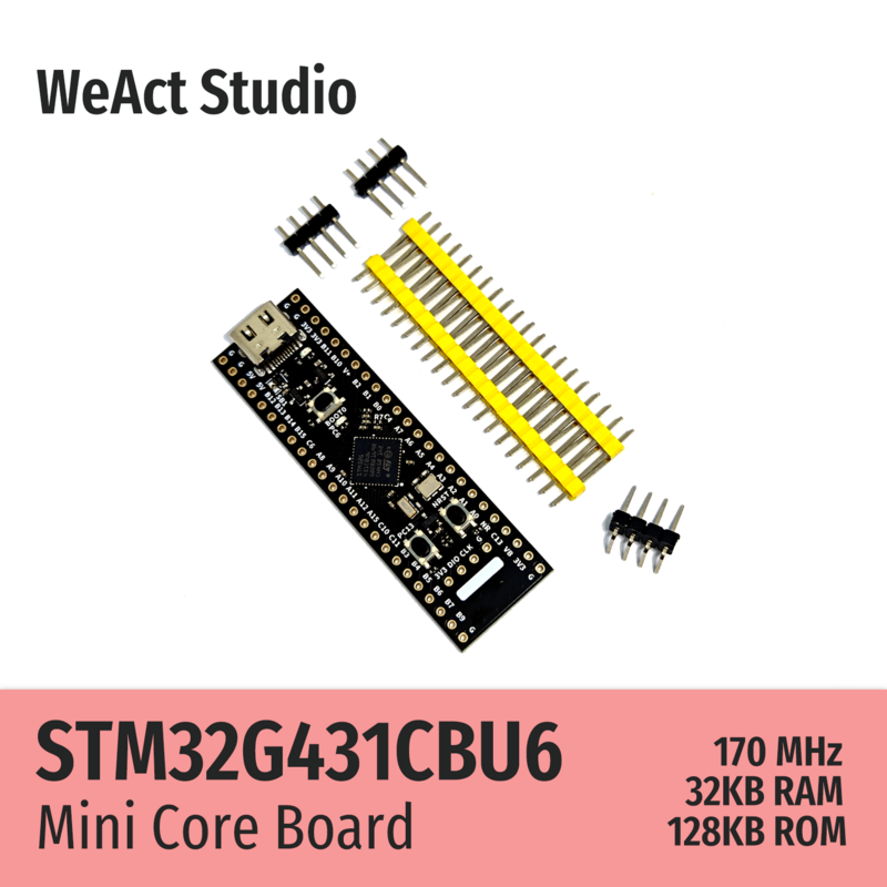 Demonstração da placa do núcleo de WeAct, tipo longo, STM32G431CBU6, STM32G431, STM32G4, STM32