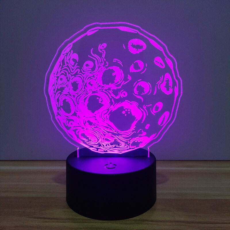 Luz Visual 3D LED de noche para decoración del hogar, Base negra, 7 colores, lámparas de mesita de noche para el hogar, decoración de habitación acrílica, lámparas de escritorio