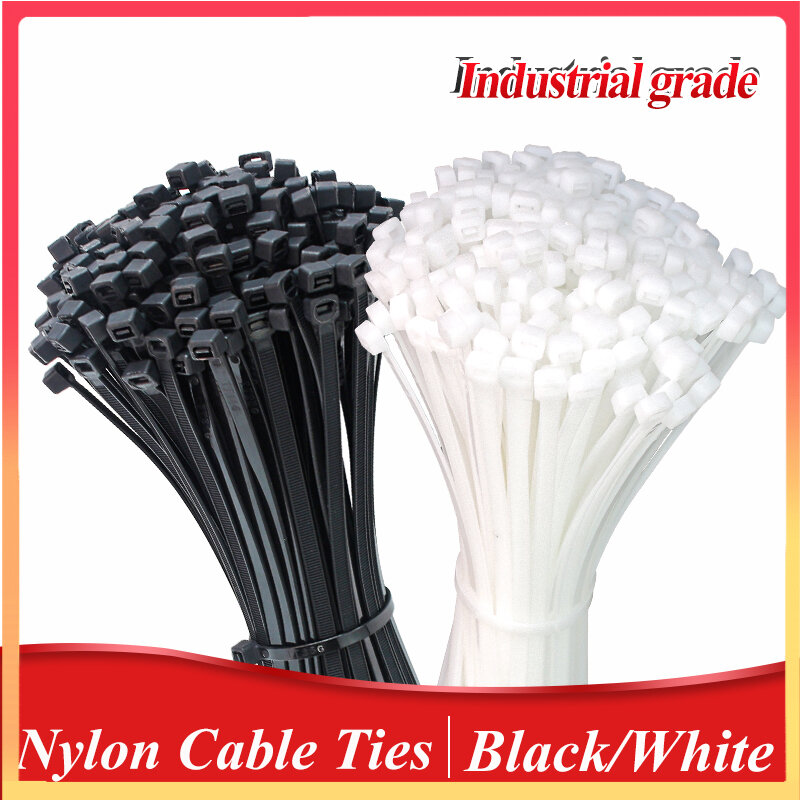 Self-locking plastic nylon tie 100 PCS black Fastening Strap Cable-Tie-Set cable zip tie fastening ring3X200 zip wraps strap tie
