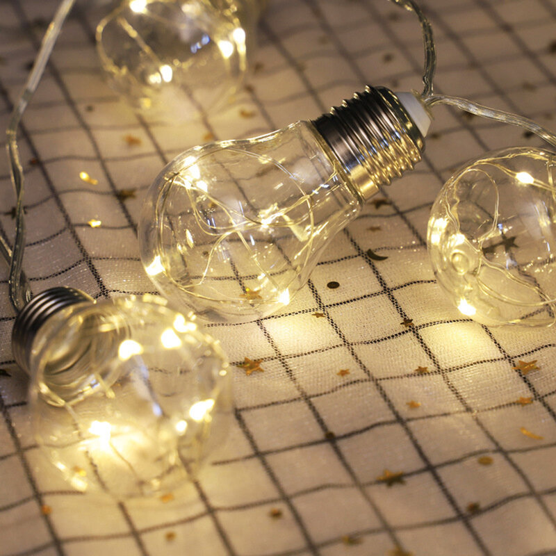 Solar powered led string luz de fadas g45 globo lâmpada corda 10 bulbo 20 led guirlanda luz jardim decoração pátio luz da corda