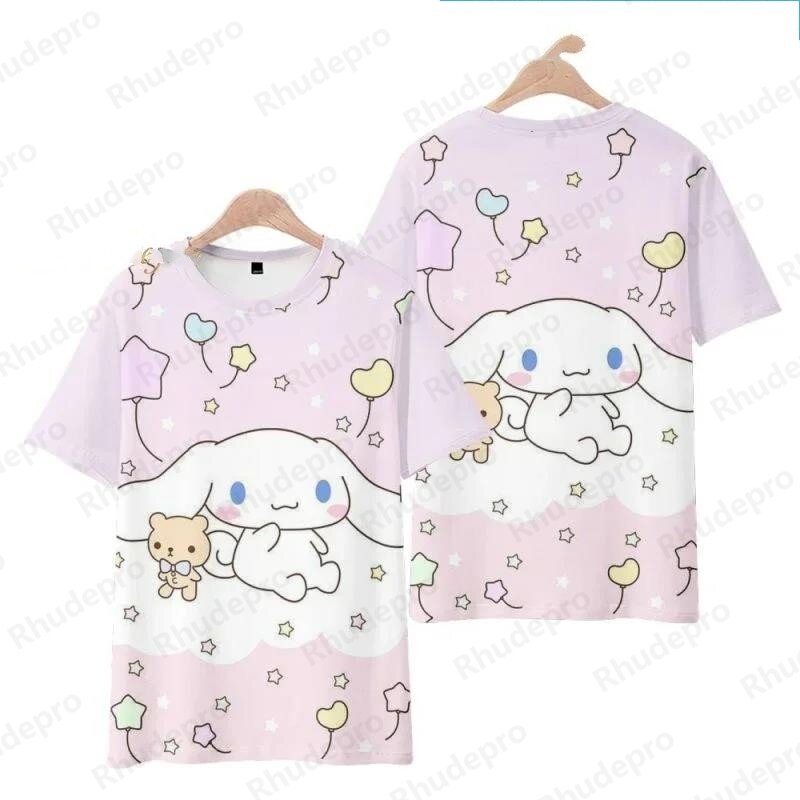 2024 kawaii san Kinder niedlichen T-Shirt Anime Cinna moroll Cartoon Sommer Kurzarm T-Shirt weibliches Paar lose Streetwear übergroß