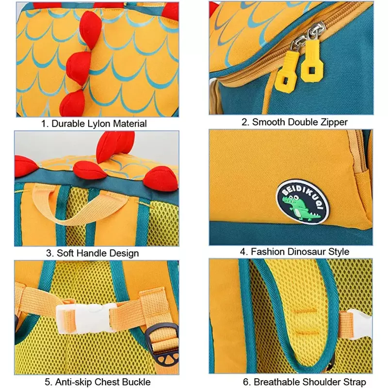Mochila de dinossauro bordada personalizada para crianças, sacos de volta à escola, saco de viagem infantil, criança, livro