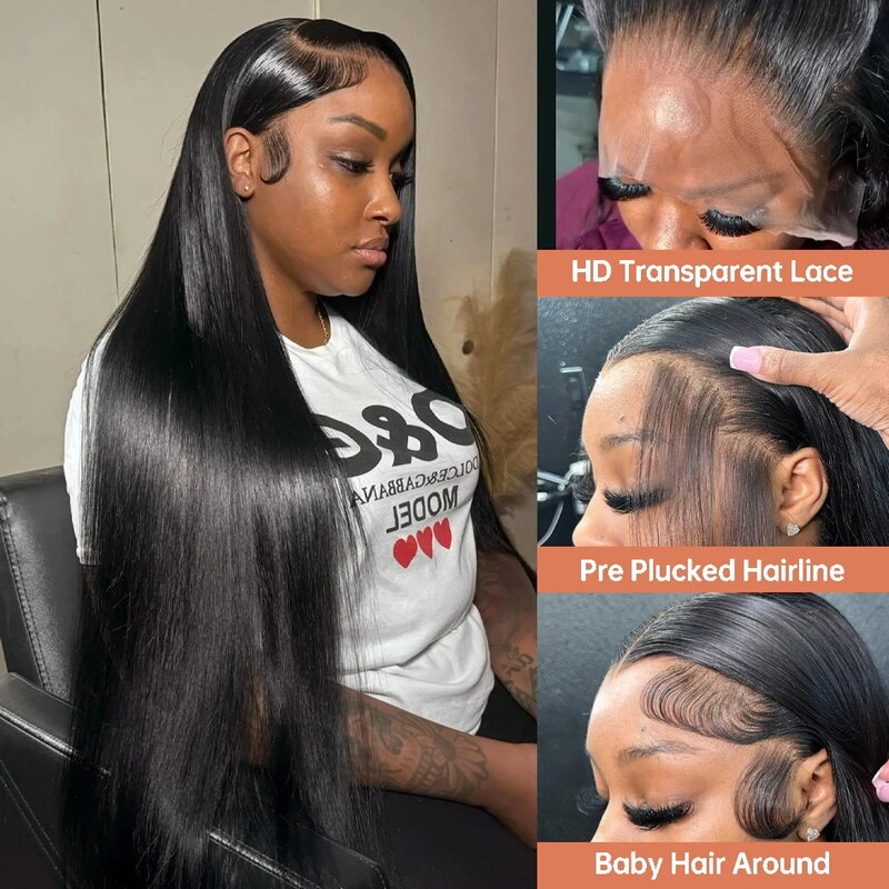 HD Straight 13x6 Lace Front Human Hair Wigs 30 40 Inches Transparent 13x4 Lace Frontal Wig Glueless Wigs Wigs For Women