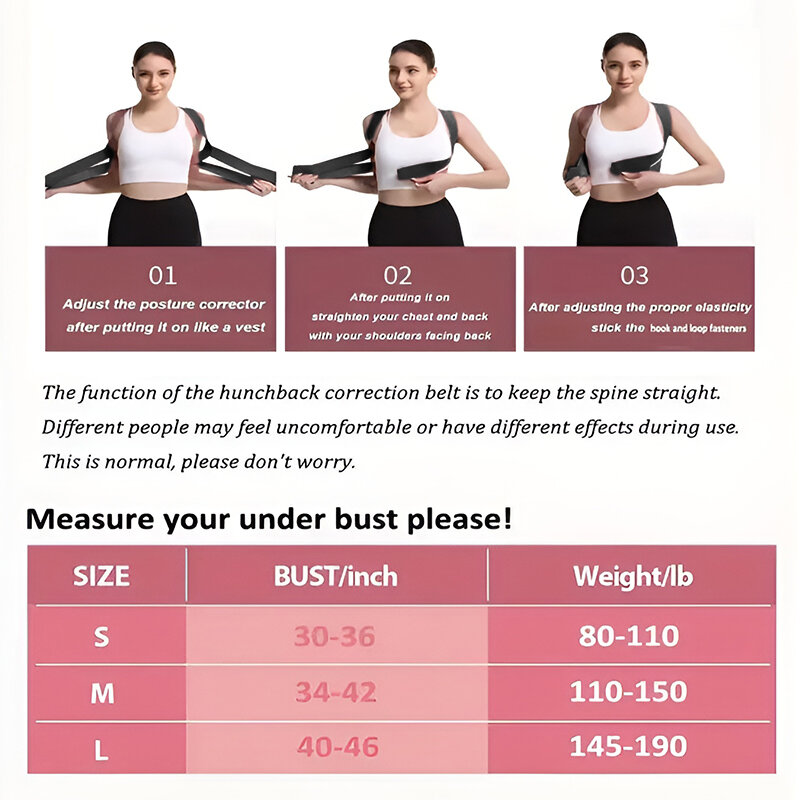 Back Corrector Belt Posture Corrector Black Belt Spine Correction Belt Shoulder Straps for Upper Back Pain Relief