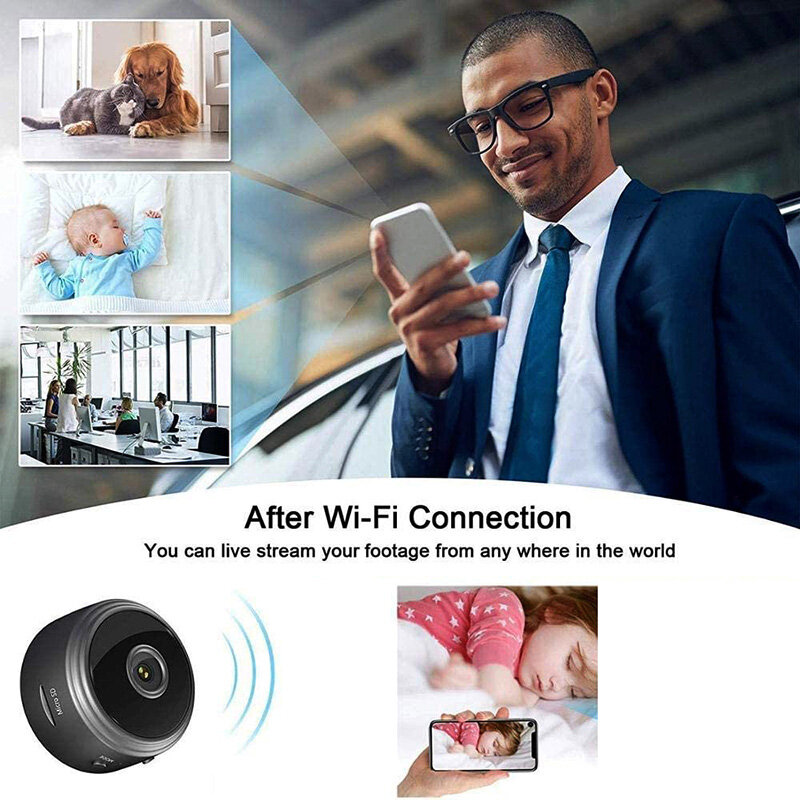 Mini cámara inteligente con WiFi, Monitor avanzado A9, grabadora de voz inalámbrica HD 1080p, monitoreo de seguridad para el hogar