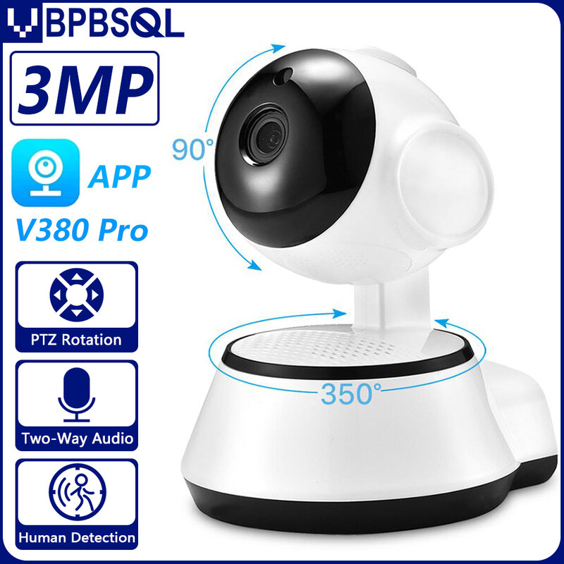 Caméra de surveillance intérieure IP WiFi 3MP, moniteur de sécurité pour bébé, suivi humain automatique, vision nocturne, vidéo