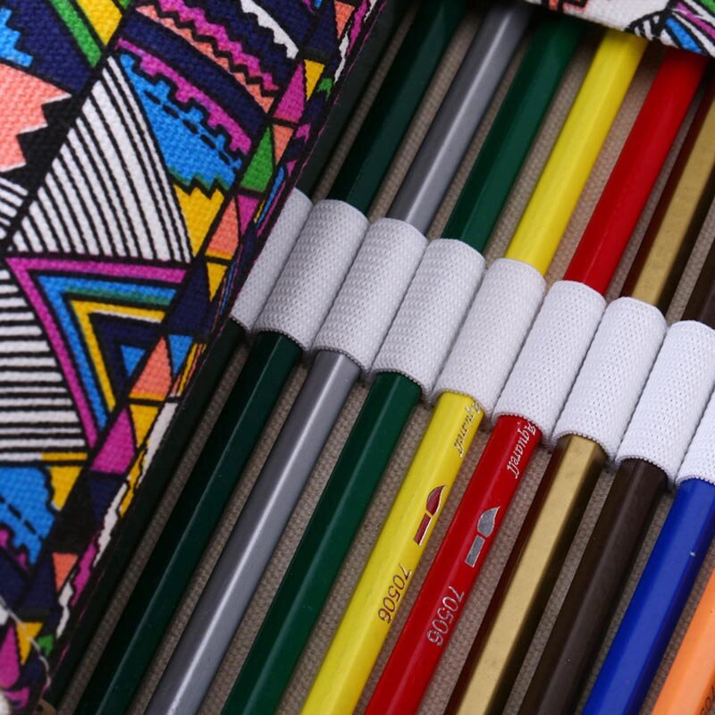 12/36/48/72 Holes Canvas Wrap Roll Up Pencil Bag Pen Case Holder Storage Pouch Effectively Prevent The Nib From Falling Breaking
